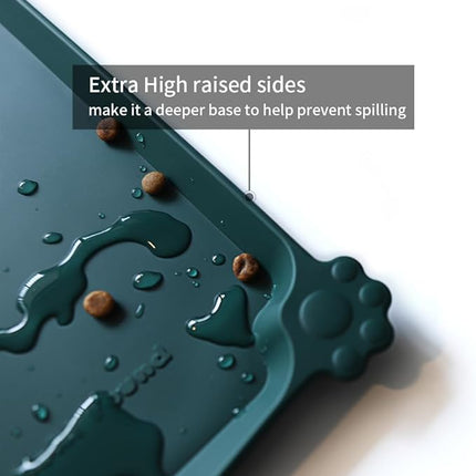 Hoki Found XX-Large Silicone Non Slip Pet Dog Cat Bowl Mats - Placemat for Feeding - Waterproof for Carpet - Dark Cedar