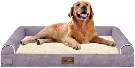 Large Dog Bed Orthopedic Washable: Beds Bolster XL Bed Big XLarge Dogs Egg Crate Foam Couch Sofa Waterproof with Removable Cover - Purple
