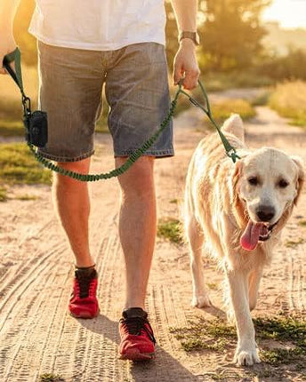 Dog Collar and Leash Set:-Adjustable Nylon Dog Collar with Handle Shock Absorbing Retractable Strong Dog Leash for Medium and Large Dogs with Airtags Holder Patches