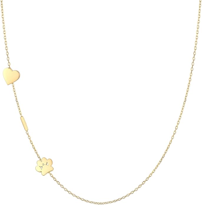 Personalized Sideways Paw Print and Initial Necklace, Dog Cat Mom Gift Pet Memorial Gifts Mothers Day for Women