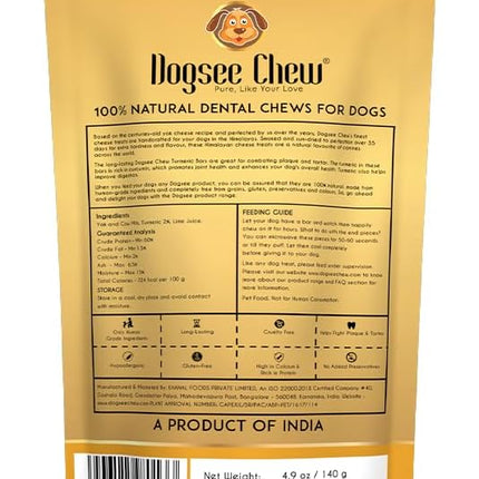 Dogsee Himalayan Yak Cheese Dog Chews with Turmeric/Curcumin (Medium - 2 Chews) | All Natural Long Lasting | Anti-inflammatory | Odorless High Protein Chew | Dog Treats for Active Chewers