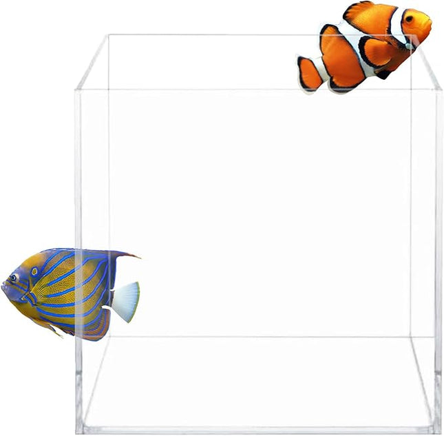 Aquatop High Clarity Low Iron Glass Cube Aquarium, 2.11-Gal – 5mm Thick Glass – Slim Design – Fresh & Saltwater – Desktop Tank with Silicone Sealing