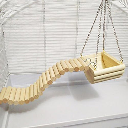 Hypeety Wooden Hamster Swing Toy for Dwarf Hamster Gerbil Rat Mouse Mice Small Animla Cage Perch Stand Toy