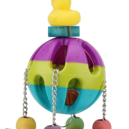 Hypeety Pet Parrot Toy Plastic Colorful Birds Ball with 1 Bell for Budgie African Grey Cockatoo Cockatiel Sun Conures 1 Ball with Wooden Blocks