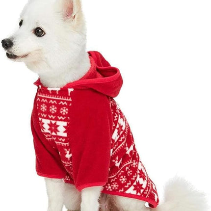 Blueberry Pet Award-Winning Ugly Christmas Reindeer & Snowflake Hoodie, 22" Back Length, Cozy Fleece Dog Christmas Sweater, Perfect Dog Clothes for Holiday-Loving Large Dogs