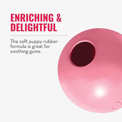 KONG Puppy Ball w/Hole - Soft & Durable Activity Ball for Puppies - Dog Toy Supports Healthy Exercise & Interactive Play - for Natural Teething - for Medium/Large Puppies - Randomly Provided Color