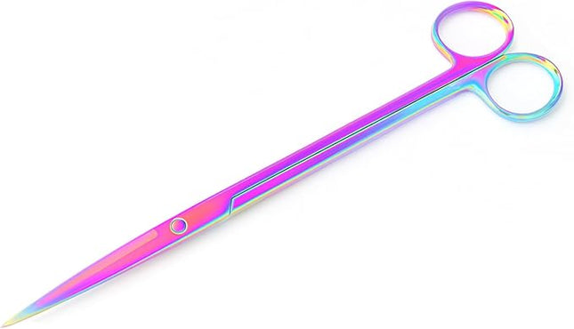 Mandala Crafts 10 Inches Rainbow Stainless Steel Straight Aquarium Scissors for Trimming Aquatic Plants – Long Aquascape Scissors for Fish Tanks, Hospital Tanks, Goldfish Bowls, and Terrariums