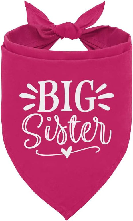 Big Sister Dog Bandana, Dog Bandana, Deep Pink Pet Dog Scarf Accessories, Pet Dog Triangle Scarf, Dog Bandana for Small Medium Dogs, Baby Announcement Dog Bandana, Dog Bandana Pet Scarf (M)