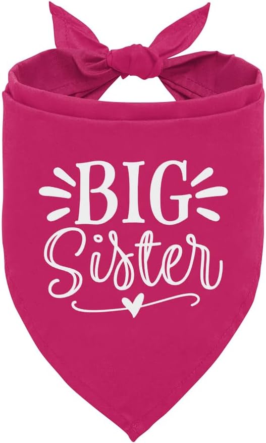 Big Sister Dog Bandana, Dog Bandana, Deep Pink Pet Dog Scarf Accessories, Pet Dog Triangle Scarf, Dog Bandana for Small Medium Dogs, Baby Announcement Dog Bandana, Dog Bandana Pet Scarf (M)