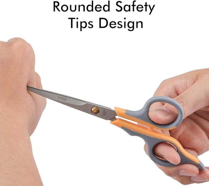 LIVINGO Professional Pet Grooming Scissors for Cats & Dogs, Titanium Coated Safe Rounded Tip and Micro Serrated Trimming Shears for Animal Face, Nose, Ear and Paw Hair, 2 Pack 6.5 inch