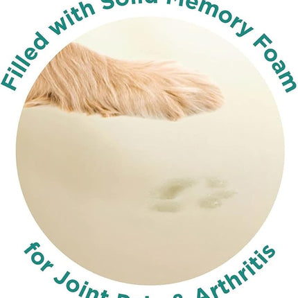 Friends Forever Calming Dog Bed for Medium Dogs, Donut Medium Pet Bed, 30 Inches Memory Foam Orthopedic Dog Bed with Fluffy Plush Faux Fur, Machine Washable, Serena Tan, 30"x23"x6.5"