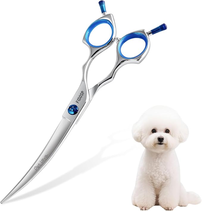 Curved Dog Grooming Scissors 6.5 in Small Curve Shears for Pet Dogs Cat Japan 440C 30°Arc Upward & Downward for Trimming Face and Paws(6.5, Curved)