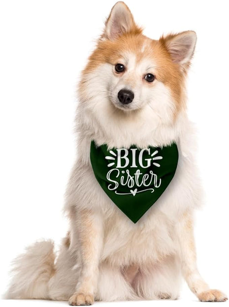 Big Sister Bandana for Dog, Pet Pregnancy Announcement, Dark Green Dog Bandana, Big Sister Dogs Shirt, Pet Bandana for Small Medium Dogs (M)