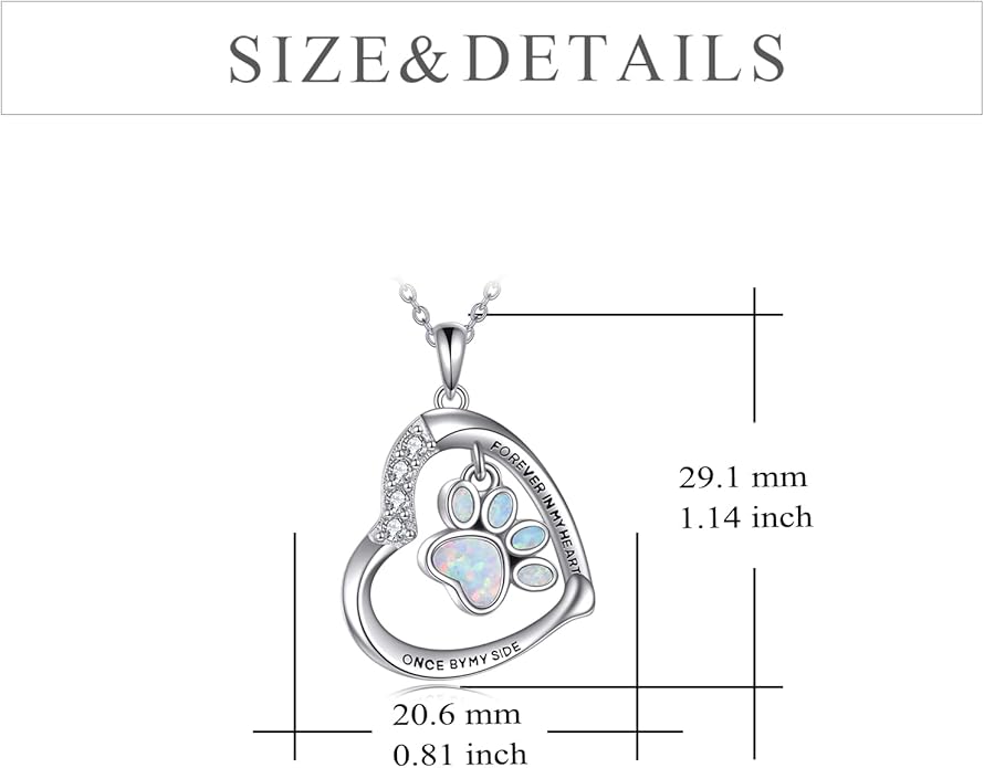 YFN Paw Print Necklace Sterling Silver Dog Cat Charms Pendant Cremation Jewelry Cat Dog Memorial Gifts for Women Girls