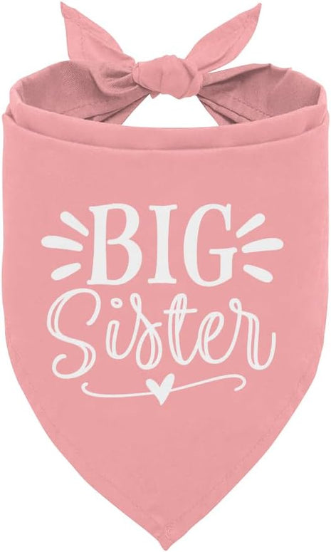 Big Sister Dog Bandana, Pink Pet Dog Scarf Accessories, Pet Triangle Scarf for Small Medium Dogs, Baby Announcement Dogs Bandana (M)