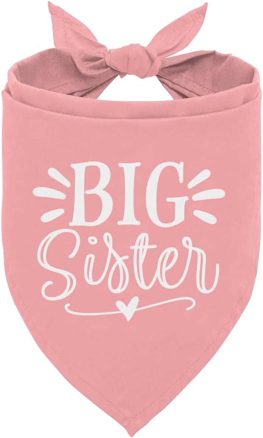 Big Sister Dog Bandana, Pink Pet Dog Scarf Accessories, Pet Triangle Scarf for Small Medium Dogs, Baby Announcement Dogs Bandana (M)