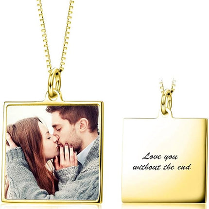 LONAGO Full Color Photo Picture Personalized Necklace Custom Etched Dog Tag Image Pendant with Message Name