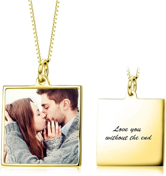 LONAGO Full Color Photo Picture Personalized Necklace Custom Etched Dog Tag Image Pendant with Message Name