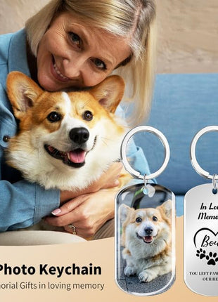 Custom Dog Memorial Keychain with Color Photo & Epoxy Shield - Personalized Pet Loss Gift, Engraved Remembrance Keychain for Dogs/Cats