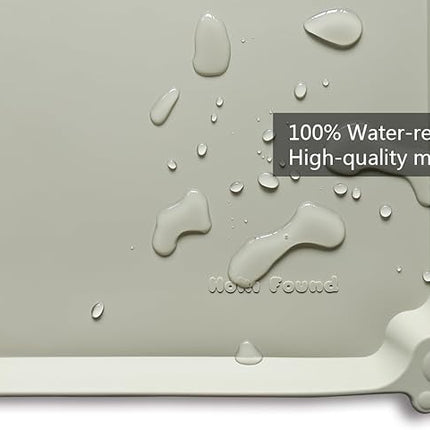 Hoki Found Large Silicone Non Slip Pet Food Mats - Bowl Placemats for Dog Cat - Waterproof - Cream Green