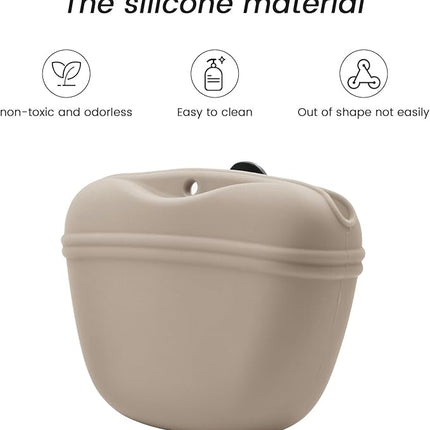 AUDWUD Silicone Dog Treat Pouch,With Dog Training Clicker,Clip on Portable Training Container,Convenient Magnetic Buckle Closing and Upgraded Waist Clip for Enhanced Stability