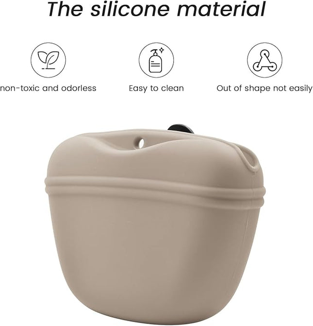 AUDWUD Silicone Dog Treat Pouch,With Dog Training Clicker,Clip on Portable Training Container,Convenient Magnetic Buckle Closing and Upgraded Waist Clip for Enhanced Stability