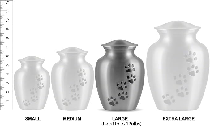 Ottillie Paws Elite Series Personalized Pet Urn for Dogs and Cats - Pet Memorial Urns with Custom Engraving (Brass, Vertical, Pewter, Large)