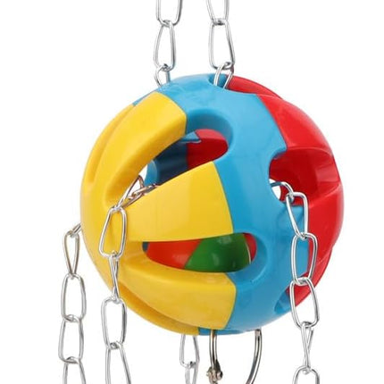 Hypeety Pet Parrot Toy Plastic Colorful Birds Ball with 1 Bell for Budgie African Grey Cockatoo Cockatiel Sun Conures 1 Ball with Plastic Flowers