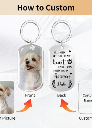 Custom Dog Memorial Keychain with Color Photo & Epoxy Shield - Personalized Pet Loss Gift, Engraved Remembrance Keychain for Dogs/Cats