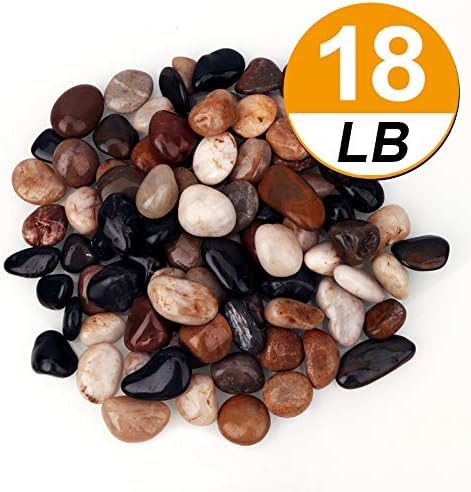 18 Pounds Pebbles Aquarium Gravel River Rock, Natural Polished Decorative Gravel, Polished Pebbles,Garden Ornamental River Pebbles Rocks, Mixed Color Stones for Landscaping Vase Fillers (18.3)
