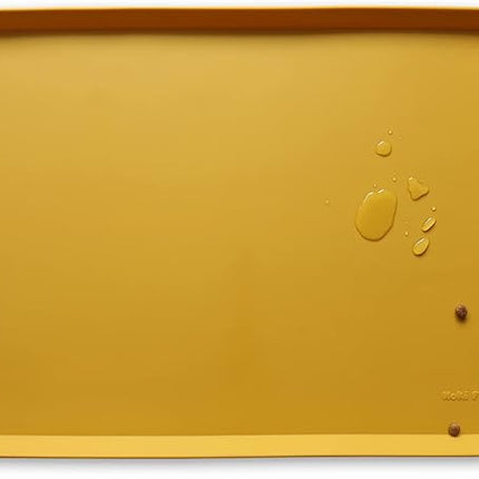 Hoki Found Silicone Pet Food Mats Tray - Dog Pet Cat Feeding Mat - Waterproof Dog Cat Food Mats -Pet Water Mats for Carpet -Honey