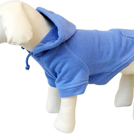Lovelonglong Blank Basic Hoodie Sweatshirt for Dogs 100% Cotton Fits Small Medium Dachshund Large Dog Royle Blue D-S