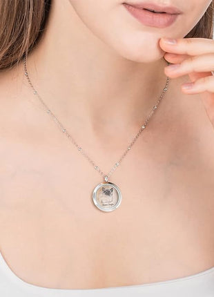 callie Personalized Pet Fur Memorial Necklace - Custom Name, Dog Cat Hair Ashes Storage Glass Necklace, Birthday Memory Jewelry Gifts for Women Pet Lovers