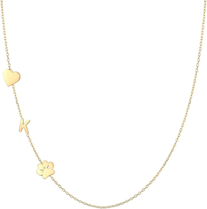 Personalized Sideways Paw Print and Initial Necklace, Dog Cat Mom Gift Pet Memorial Gifts Mothers Day for Women