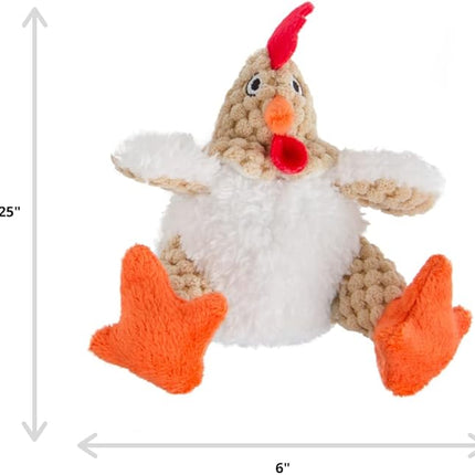 goDog Checkers Just For Me Fat Rooster Squeaky Plush Dog Toy, Chew Guard Technology - White, Mini