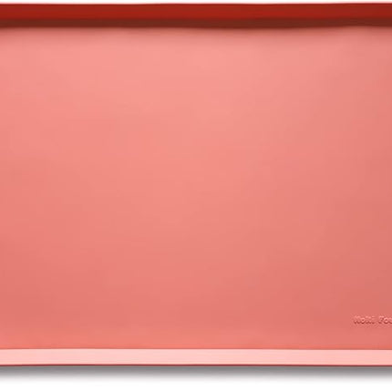 Hoki Found Large Silicone Pet Feeding Mats Tray - Non Slip Dog Cat Bowl Mats - Waterproof - Burnt Coral