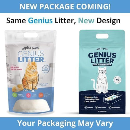 Genius Litter Health Monitoring Cat Litter, Featured on Shark Tank, Lightweight Crystal Silica Gel, Non Clumping, Dust Free, Low Tracking, Odor Control for Indoor Cats and Kittens, 2 Bag (12lb)