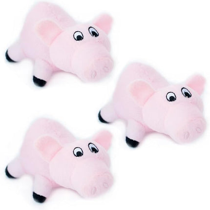 ZippyPaws Burrow Squeaky Pigs Plush Dog Toys, Medium, 3-Pack