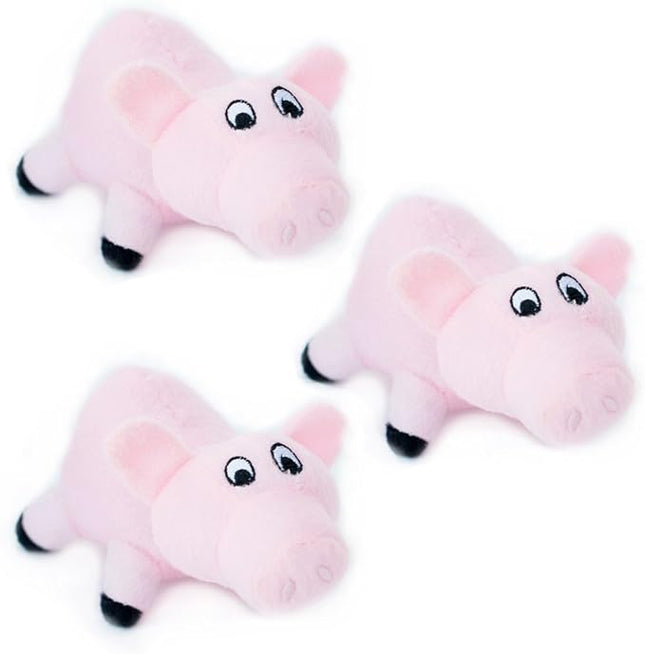 ZippyPaws Burrow Squeaky Pigs Plush Dog Toys, Medium, 3-Pack