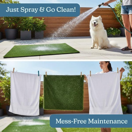 Artificial Grass Puppy Pee Pad for Dogs and Small Pets - Set of Three 18.25x14.25 Inch, Reusable 3-Layer Turf Pads for Dogs - Indoor and Outdoor Fake Grass Potty Pet Supplies by PETMAKER