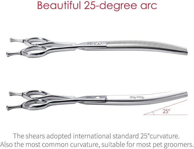 Fenice Peak Dog Grooming Shears Curved Thinning Scissors for Dogs and Cats Face Body Trimming Shears 440C 7.5''