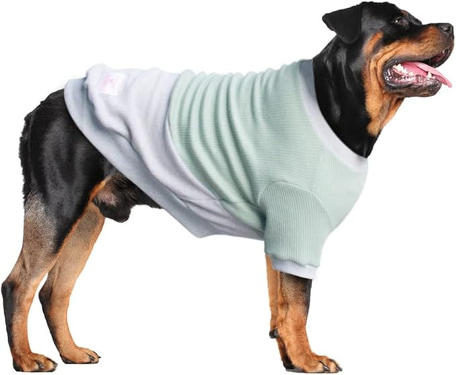 Large Dog Color Block Sweaters Warm Clothes Pullover Sweatshirts for Labrador Dobermann, Green Grey, 5X-Large