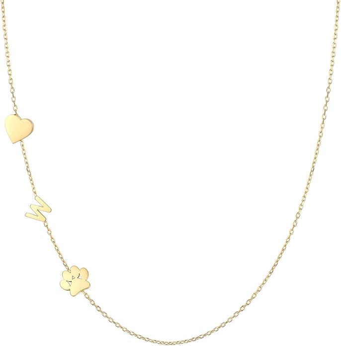 Personalized Sideways Paw Print and Initial Necklace, Dog Cat Mom Gift Pet Memorial Gifts Mothers Day for Women