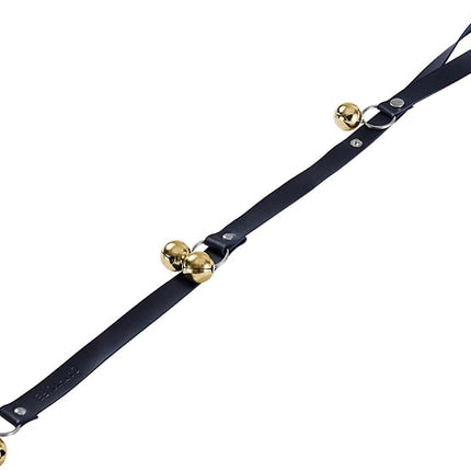 Leather Dog Doorbells for Door Knob/Potty Training/Go Outside, Length Adjustment Copper Dog Bell, Housetraining Hanging Bell, Black Leather Golden Bells.