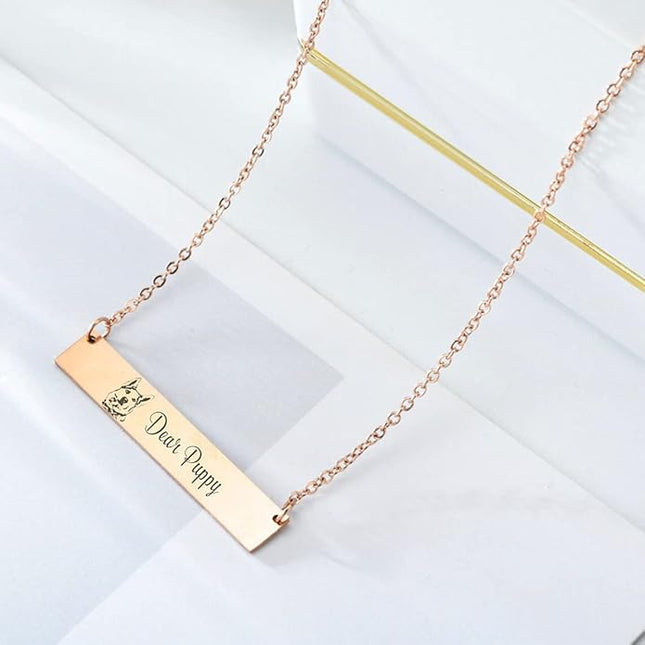 LONAGO 925 Sterling Silver Custom Dog Cat Portrait Photo Necklace Personalized Pet Engraved Picture Pendant Memorial Gift Name Jewelry for Women Mom