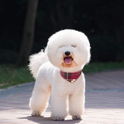 EXPAWLORER Dog Collar and Leash Set - Classic Plaid Dog Bow Tie and Dog Bandana Collar with Bell, Dog Leash Tangle Free, Adjustable Collars for Small Medium Large Dogs Cats, Holiday Ideal Gift