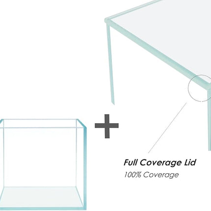 Cube Rimless Frameless Extra Clear All Glass Aquarium, Low Iron Glass Tank, 5mm Glass, White Leveling Mat Included, w/Lids Options