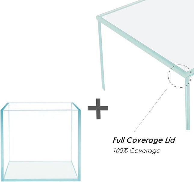 Cube Rimless Frameless Extra Clear All Glass Aquarium, Low Iron Glass Tank, 5mm Glass, White Leveling Mat Included, w/Lids Options