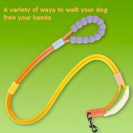 Hands Free Dog Leash with Handle - Padded Waist Belt for Pulling Control, Rotating Clip, 4.5FT for Large Dogs Walking Running Training -Medium Small Dogs Compatible (Yellow-Orange)