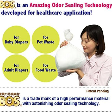 BOS Amazing Odor Sealing Disposable Bags for Diapers, Ostomy Bags, Pet Waste or any Sanitary Product Disposal -Durable and Unscented [Size:L, Color:White] (60 count, Pack of 2) (120 Bags)